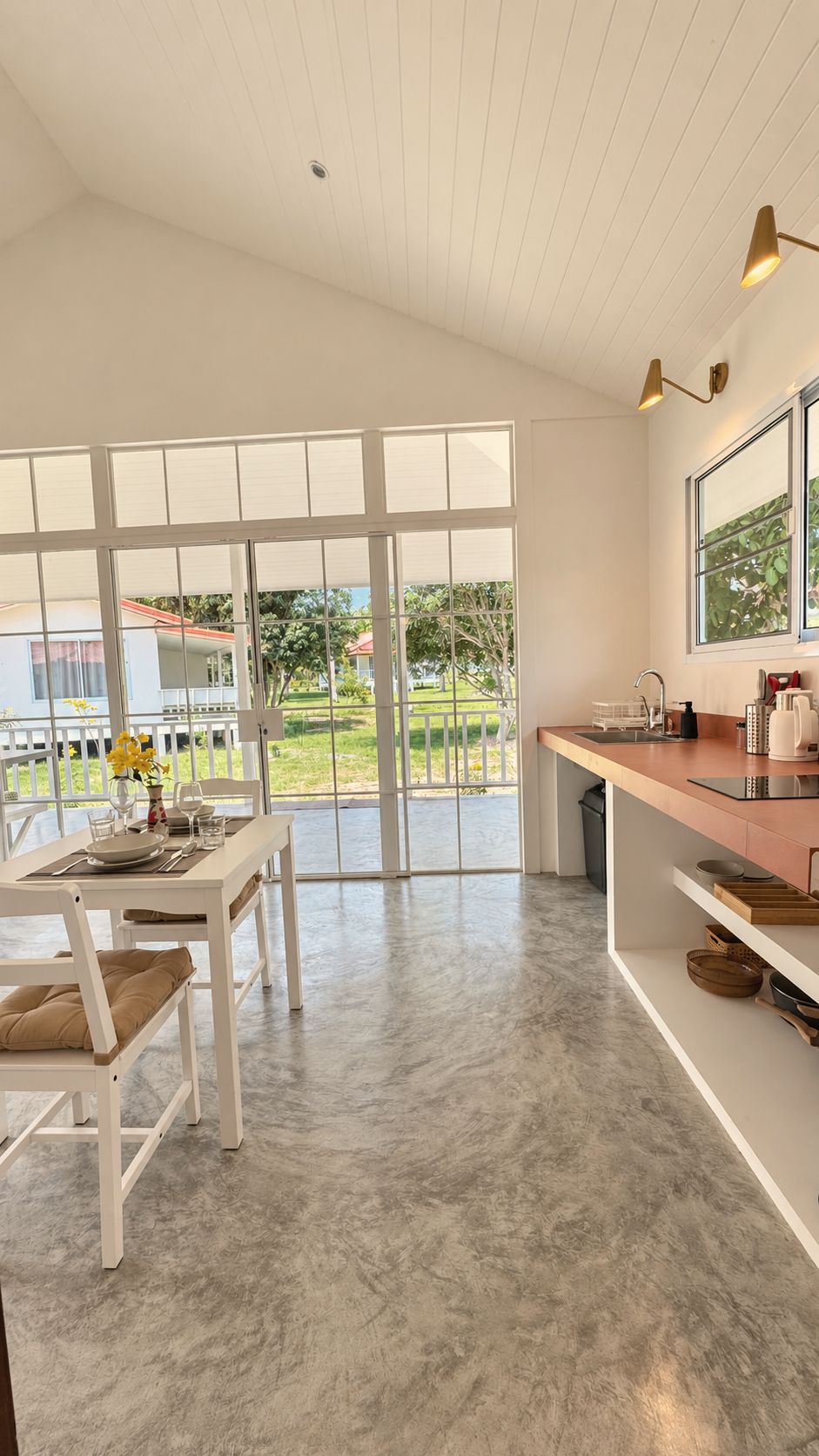 Open-plan living with light from the veranda